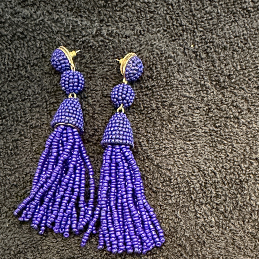 BaubleBar Vibrant Purple Beaded Tassel Earrings